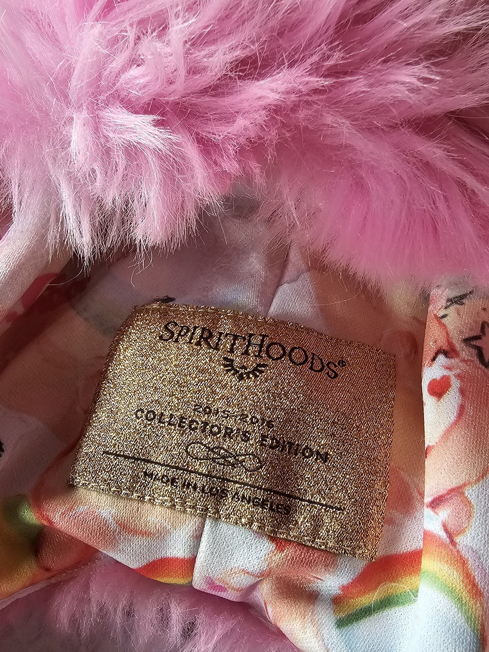 SpiritHoods Pink Fuzzy Care Bears Hooded Kid's Accessory with Paw Pads - Picture 2 of 3